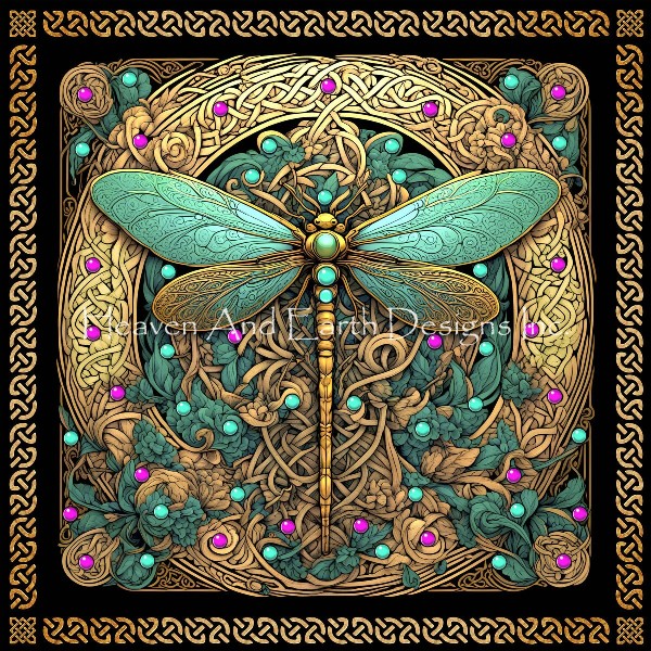 Diamond Painting Canvas - Mini The Celtic Dragonfly - Click Image to Close